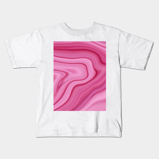 Pink Watercolor Liquid Marble Kids T-Shirt by NewburyBoutique